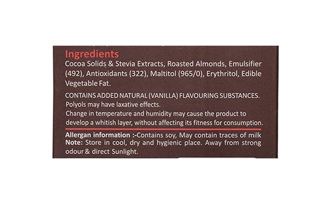 Zevic Stevia Chocolate - Belgian Cocoa Roasted Almonds   Box  40 grams